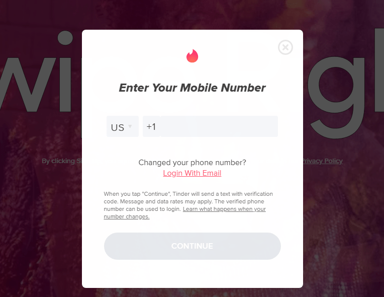 With code login tinder Can’t Log