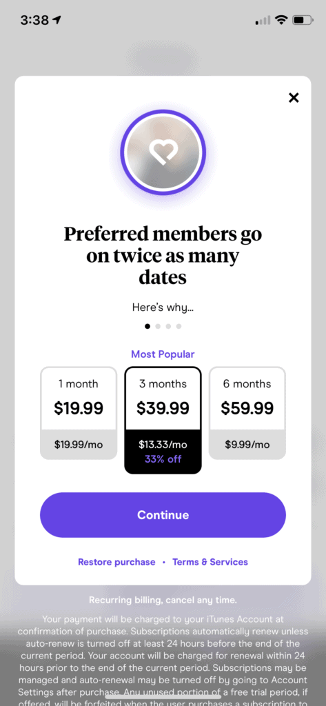 Hinge preferred pricing