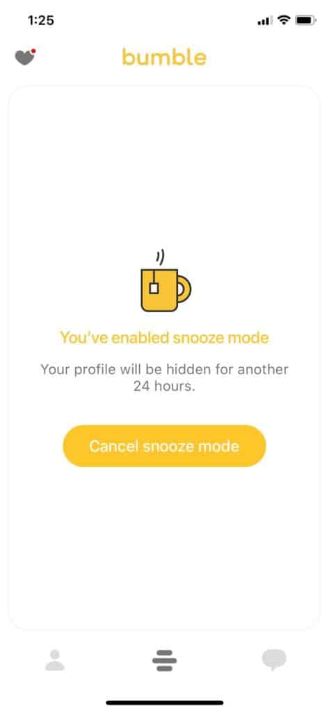 Bumble snooze button