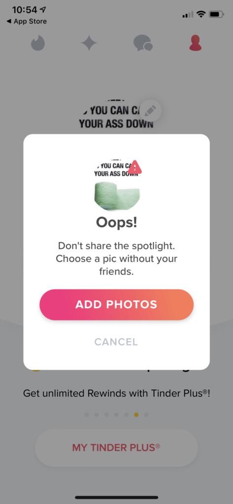 Add photos to get verified on Tinder