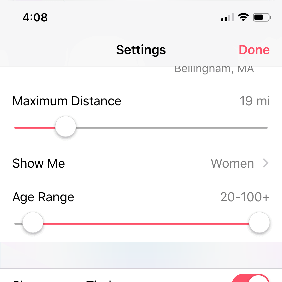 Badoo distance range