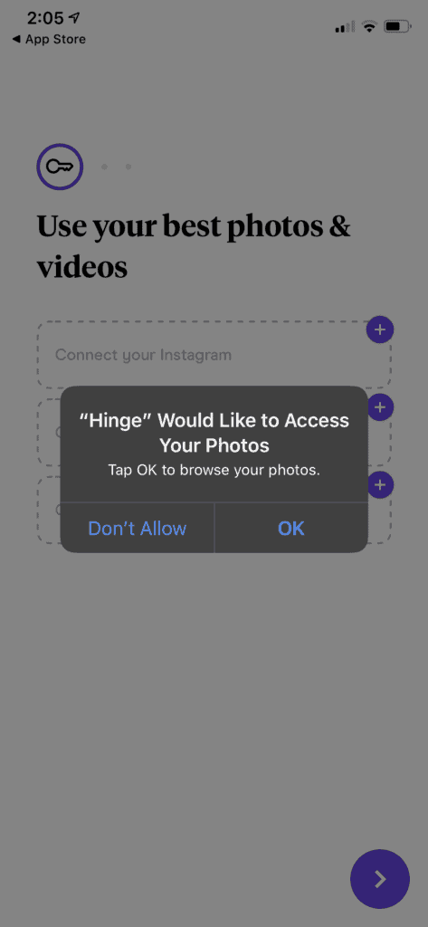 allowing hinge access to photos