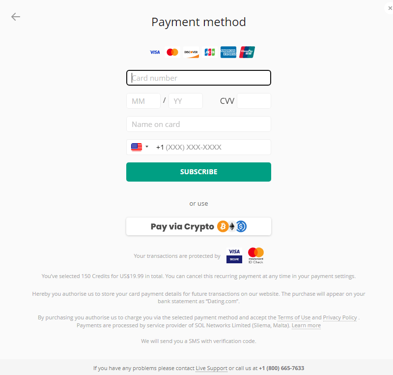 dating.com payment options